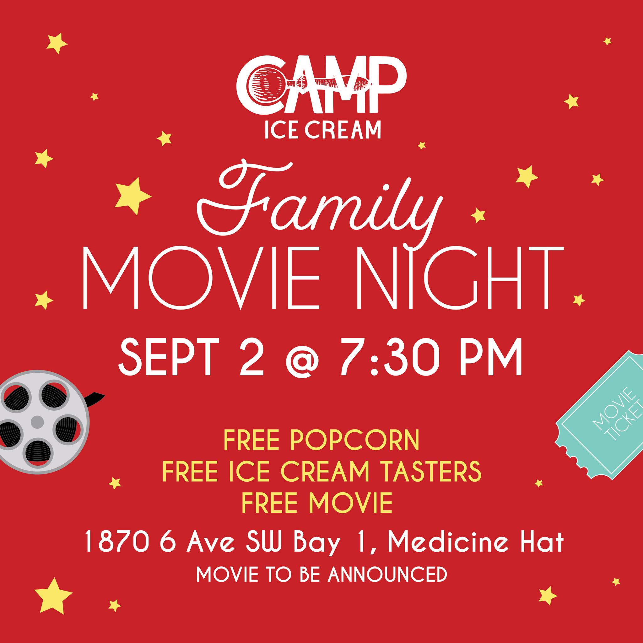 Camp Ice Cream Movie Night Event Listing Tourism Medicine Hat